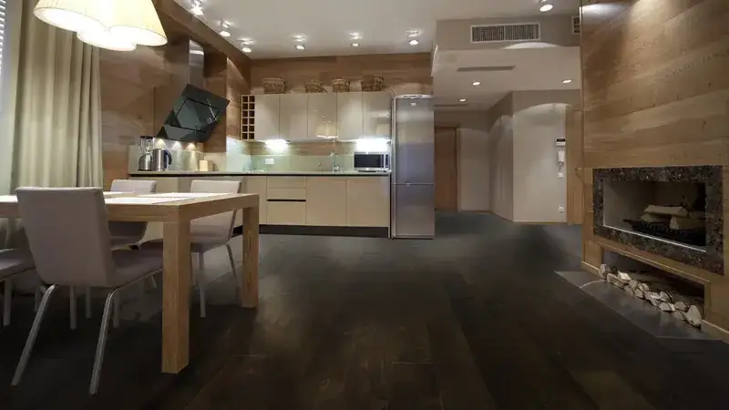 Artisan Hardwood Canyon Estate Birch Truffle Engineered Hardwood, installed in a room