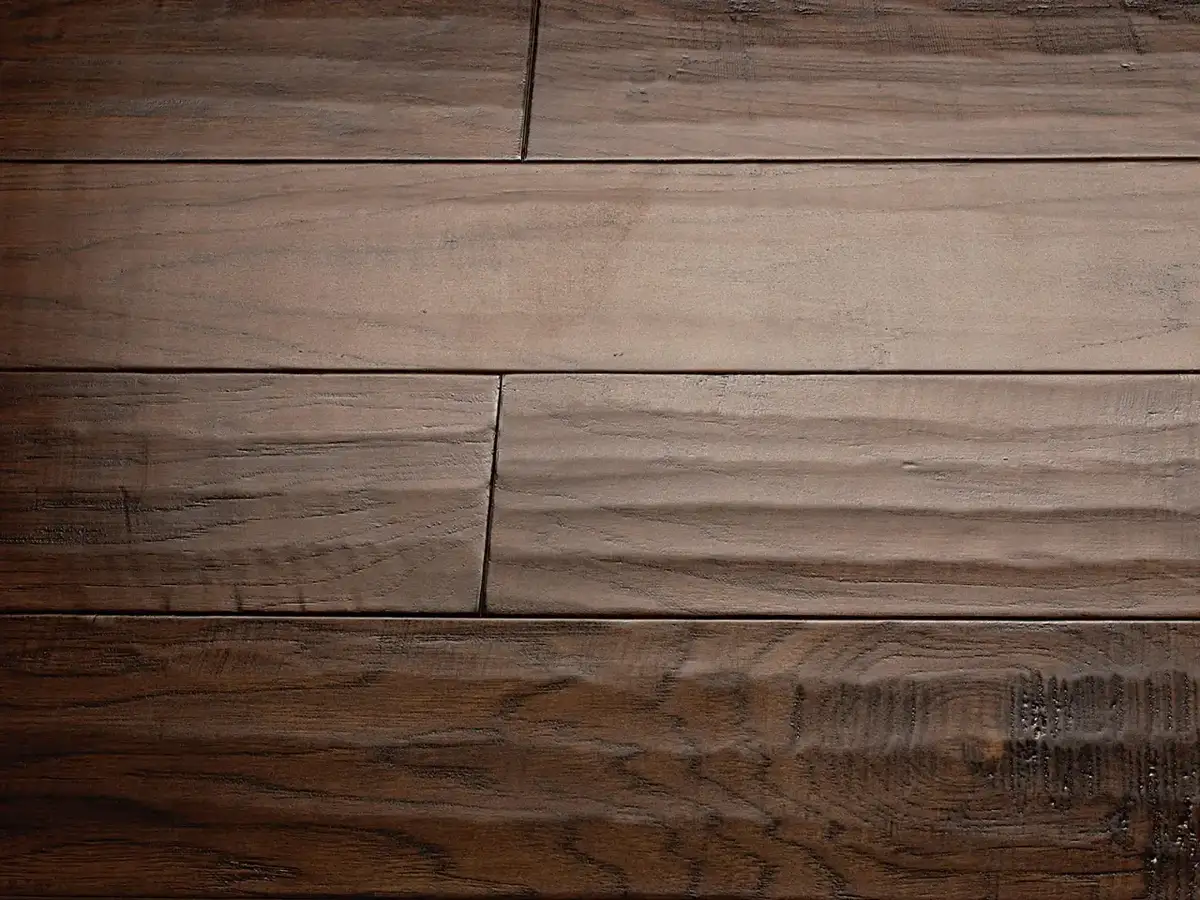 Artisan Hardwood Canyon Estate Hickory Antique Engineered Hardwood, installed in a room