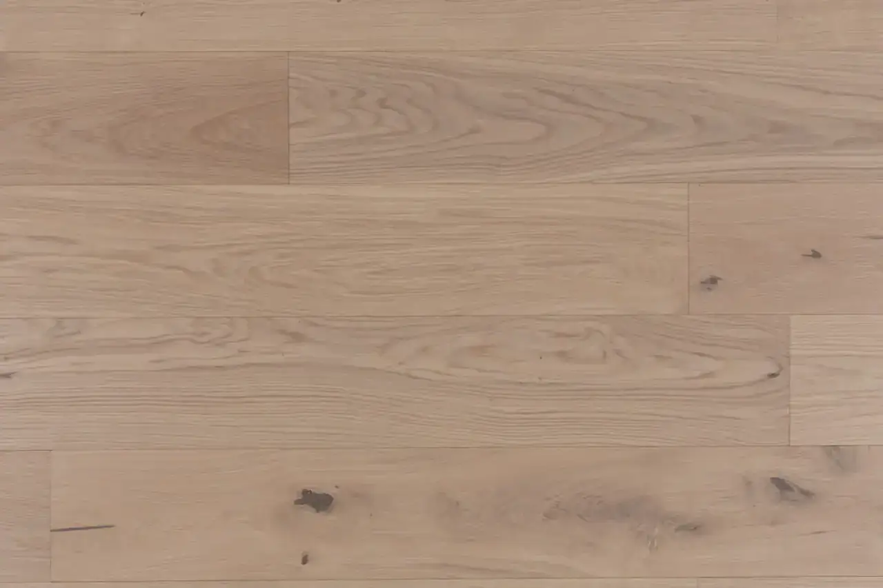Bergamo Floors Oak 7-1/2″ Plank Oak Sorrento European White Oak Engineered Hardwood, installed in a room