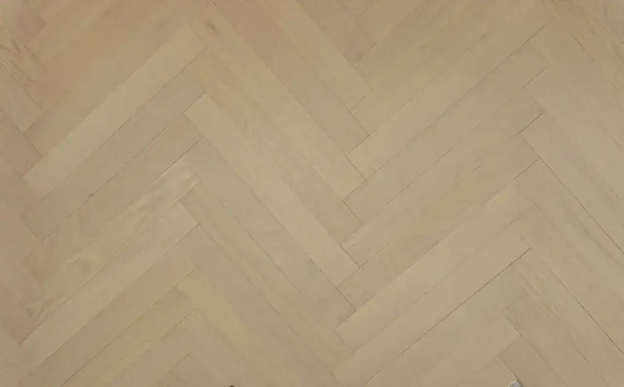 Bergamo Floors Herringbone & Chevron Oak Turin Herringbone European White Oak Engineered Hardwood, installed in a room