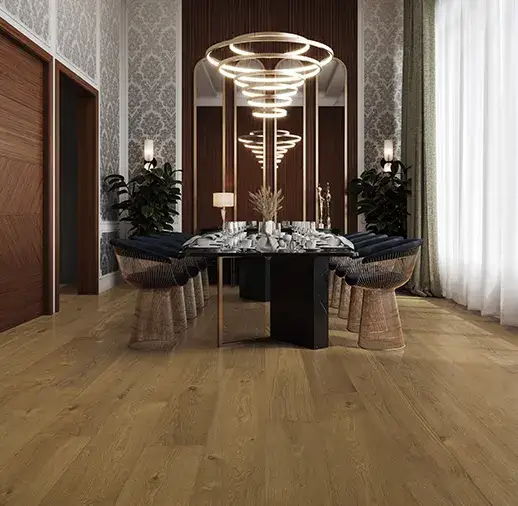 California Classics Louvre Serene Marmion French Oak Engineered Hardwood, installed in a room