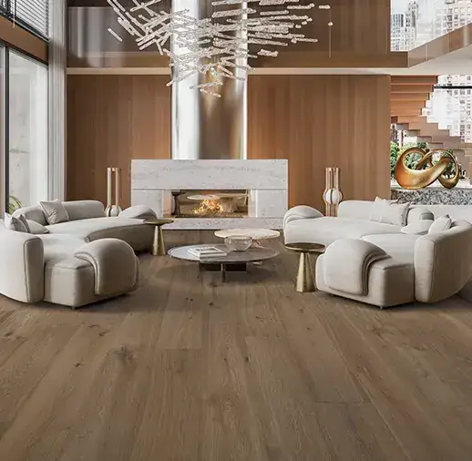 California Classics Louvre Serene Rivera French Oak Engineered Hardwood, installed in a room