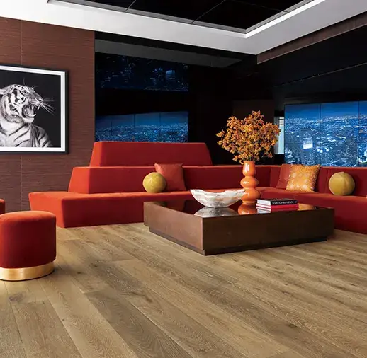 California Classics Mediterranean Rochelle French Oak Engineered Hardwood, installed in a room