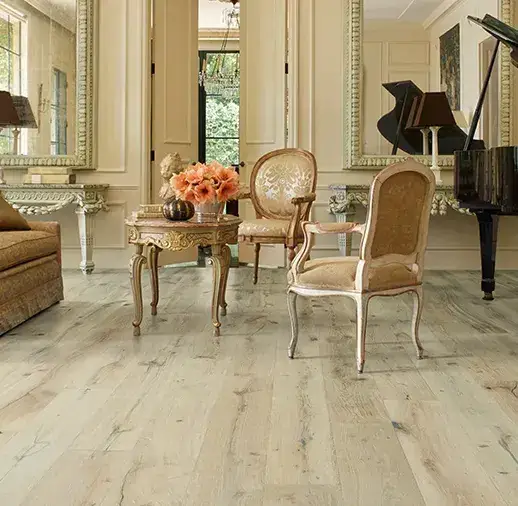 California Classics Mediterranean 9.5 Belluno French Oak Engineered Hardwood, installed in a room