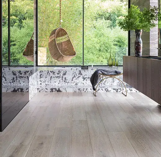 California Classics Mediterranean 9.5 Montrieux French Oak Engineered Hardwood, installed in a room