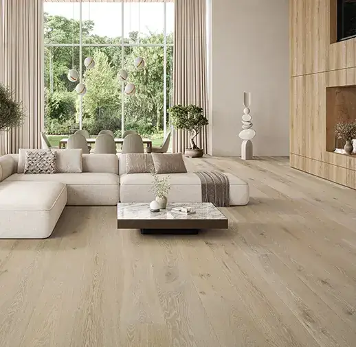 California Classics Mediterranean 9.5 Tebessa French Oak Engineered Hardwood, installed in a room