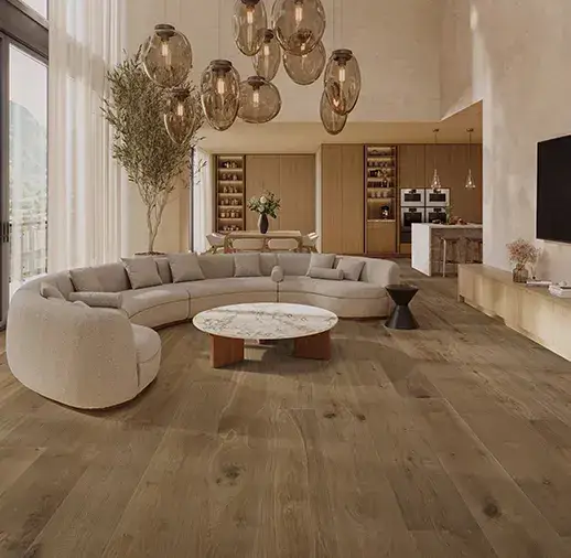 California Classics Mediterranean 9.5 Zadar French Oak Engineered Hardwood, installed in a room