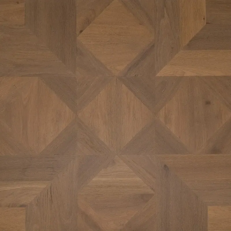 DuChateau Bespoke Parquet Panel Mirage Hardwood Engineered Hardwood, installed in a room