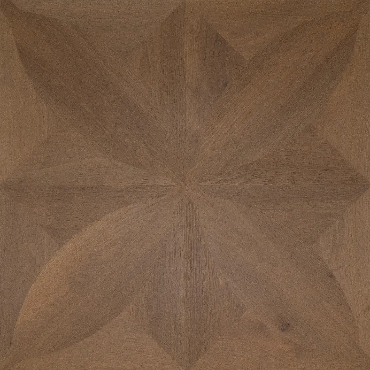 DuChateau Bespoke Parquet Panel Rosette Hardwood Engineered Hardwood, installed in a room