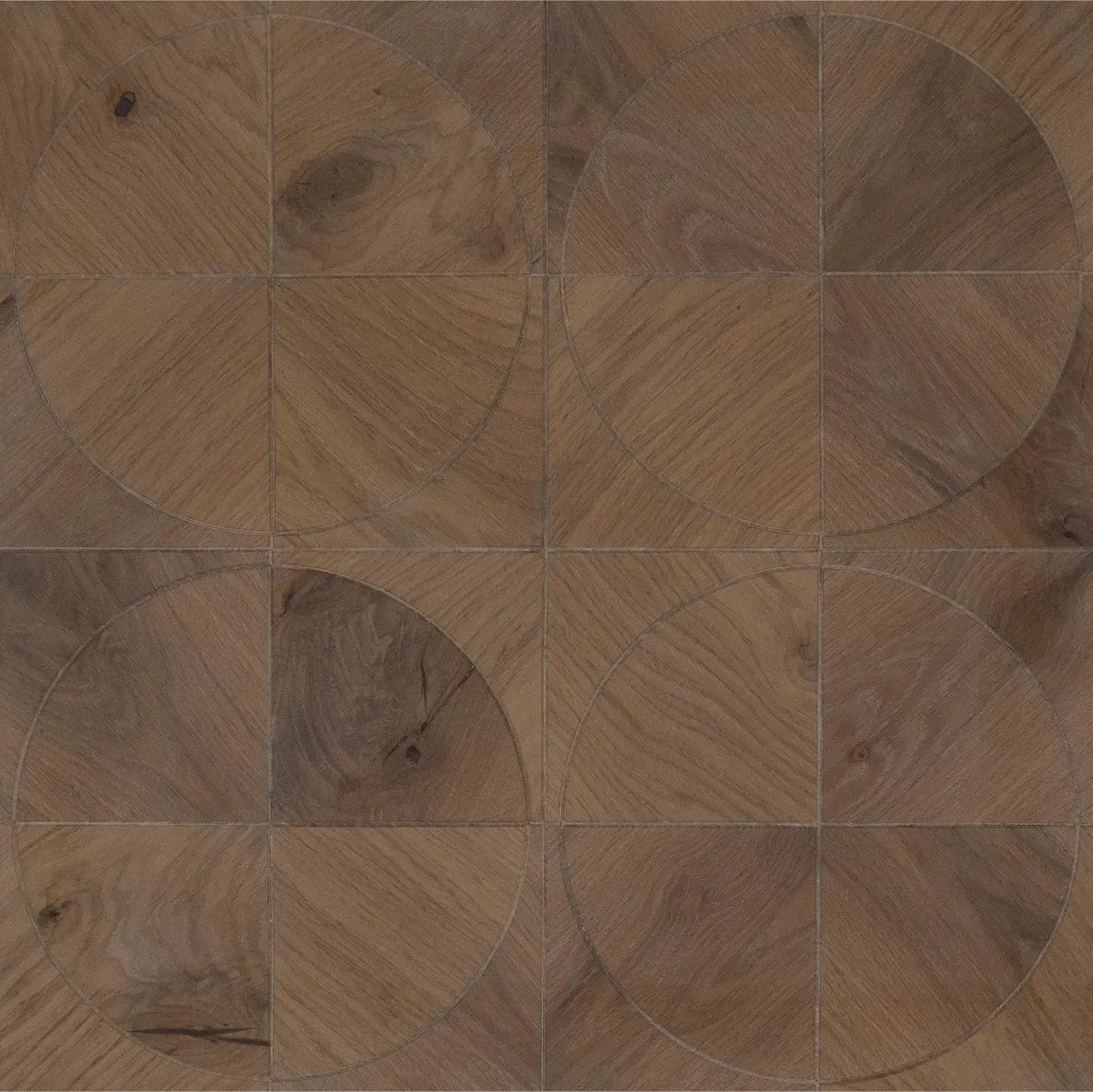DuChateau Bespoke Parquet Panel Rotonde Hardwood Engineered Hardwood, installed in a room