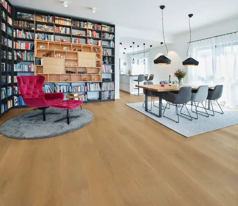 Dukes Group Legacy - 7.5″ Aged-copper European Oak Engineered Hardwood, installed in a room