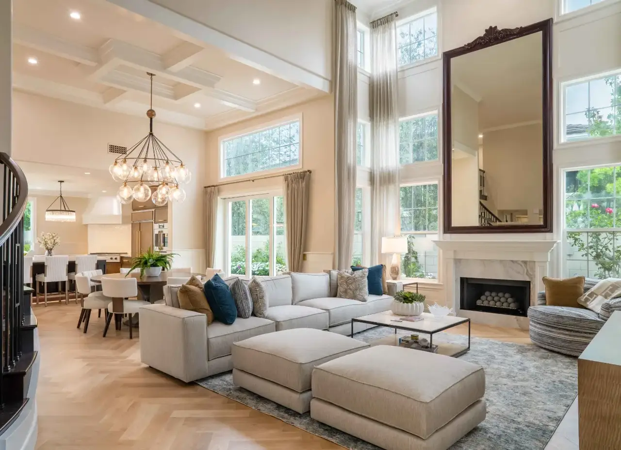 Garrison Newport European Oak Shell Beach Herringbone European White Oak Engineered Hardwood, installed in a room