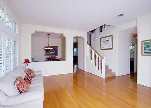 Garrison Garrison II Smooth Wheat – Smooth Maple Engineered Hardwood, installed in a room
