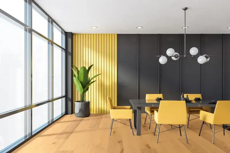 Garrison Allora Volto 9-1/2″ European Oak Engineered Hardwood, installed in a room