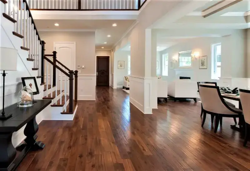 Garrison Garrison II Distressed Natural – Distressed Walnut Engineered Hardwood, installed in a room