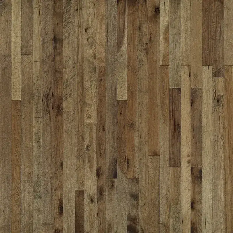 Hallmark Floors Organic Solid Nutmeg Hickory Solid Hardwood, installed in a room