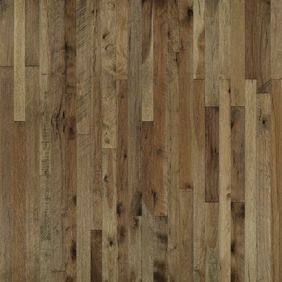 Hallmark Floors Organic Solid Nutmeg Hickory Solid Hardwood, installed in a room