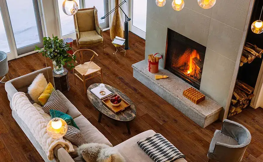 Johnson Hardwood Canyon Ridge Flint Hickory Engineered Hardwood, installed in a room