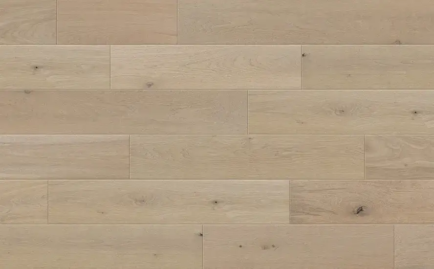 Johnson Hardwood Countryside Oak Sandstone European Oak Engineered Hardwood, installed in a room