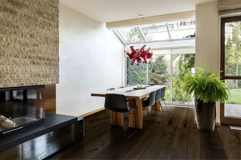 Johnson Hardwood Tuscan Verona Maple Engineered Hardwood, installed in a room
