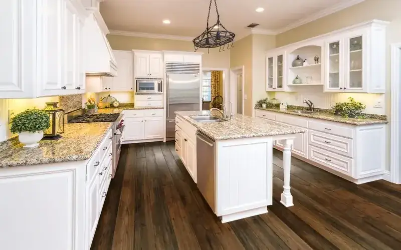 Johnson Hardwood English Pub Porter Hickory Engineered Hardwood, installed in a room