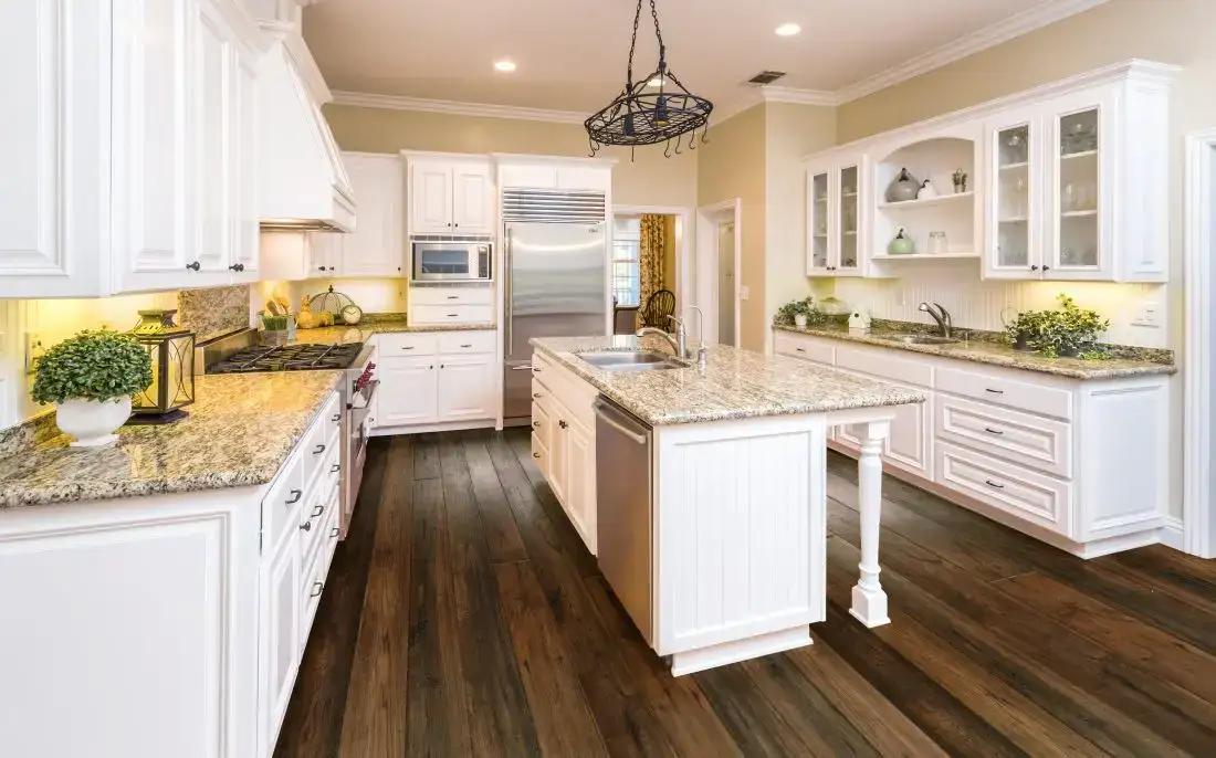 Johnson Hardwood English Pub Porter Hickory Engineered Hardwood, installed in a room