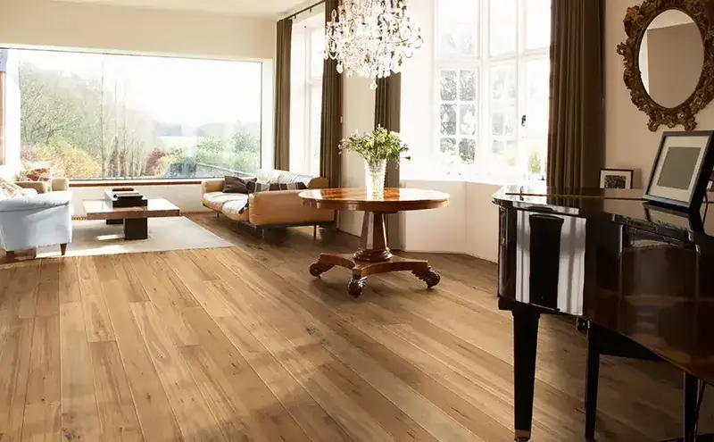 Johnson Hardwood Grand Chateau Barnard European Oak Engineered Hardwood, installed in a room