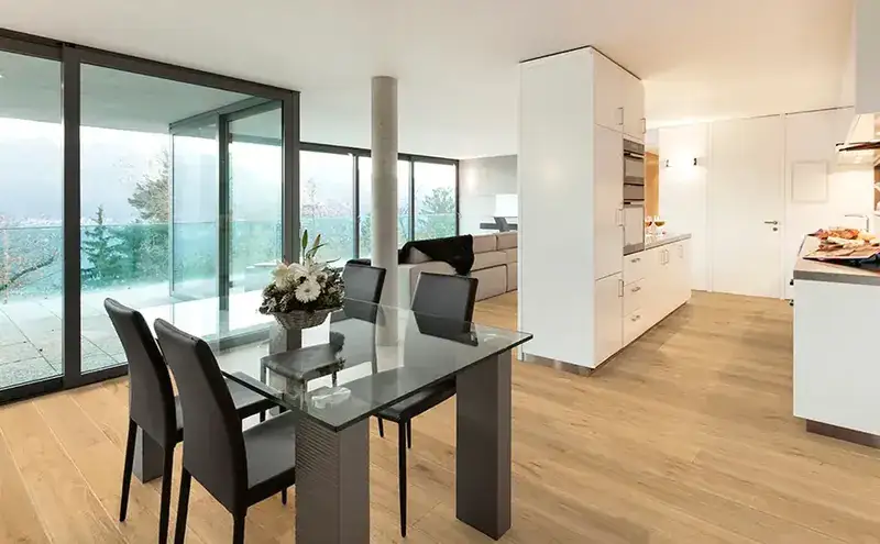 Johnson Hardwood Grand Chateau Valer European Oak Engineered Hardwood, installed in a room