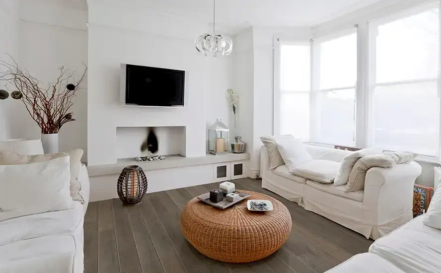 Johnson Hardwood Grand Chateau Miranda European Oak Engineered Hardwood, installed in a room
