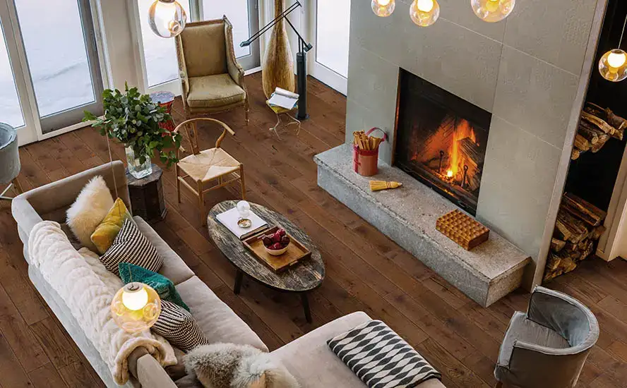 Johnson Hardwood Oak Grove Mohr European Oak Engineered Hardwood, installed in a room