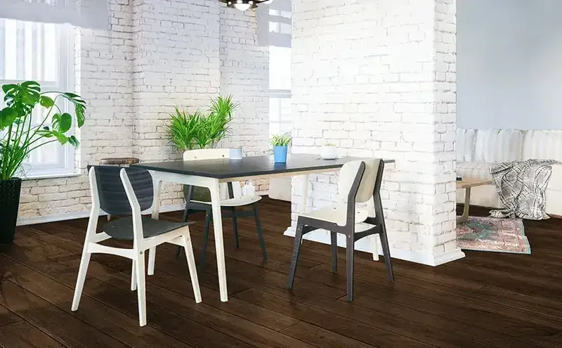 Johnson Hardwood Green Mountain Swanton American Maple Solid Hardwood, installed in a room
