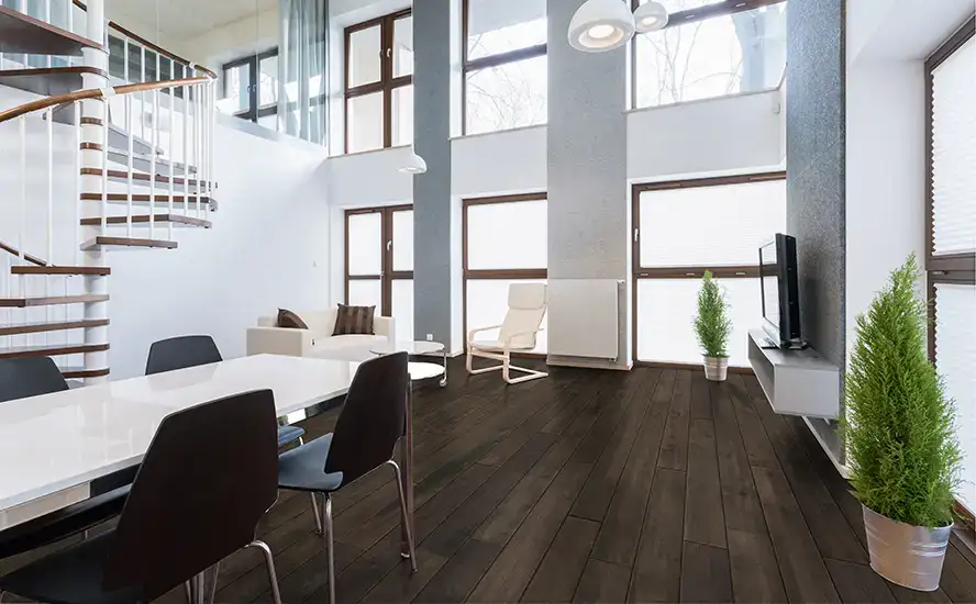 Johnson Hardwood Green Mountain Underhill American Maple Solid Hardwood, installed in a room
