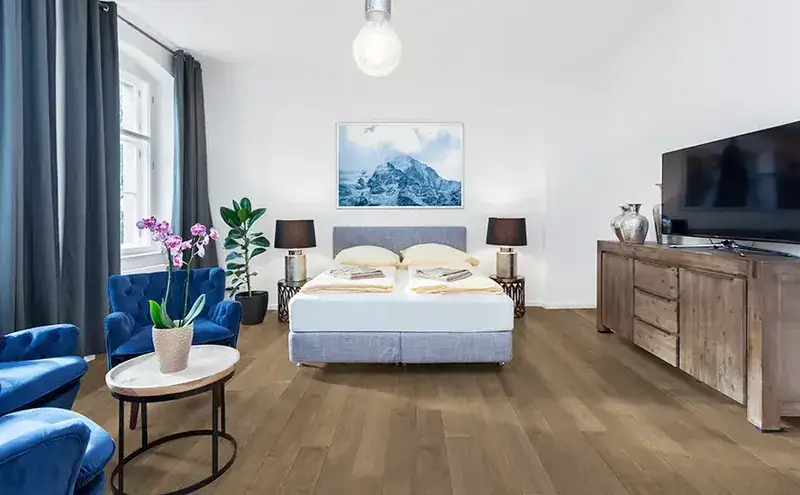 Johnson Hardwood Green Mountain Searsburg American Maple Solid Hardwood, installed in a room
