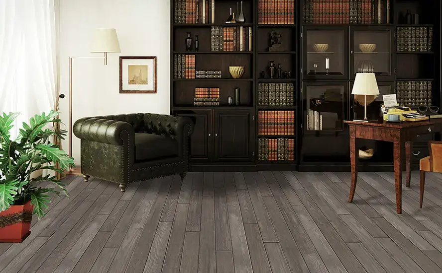 Johnson Hardwood Green Mountain Craftsbury American Oak Solid Hardwood, installed in a room
