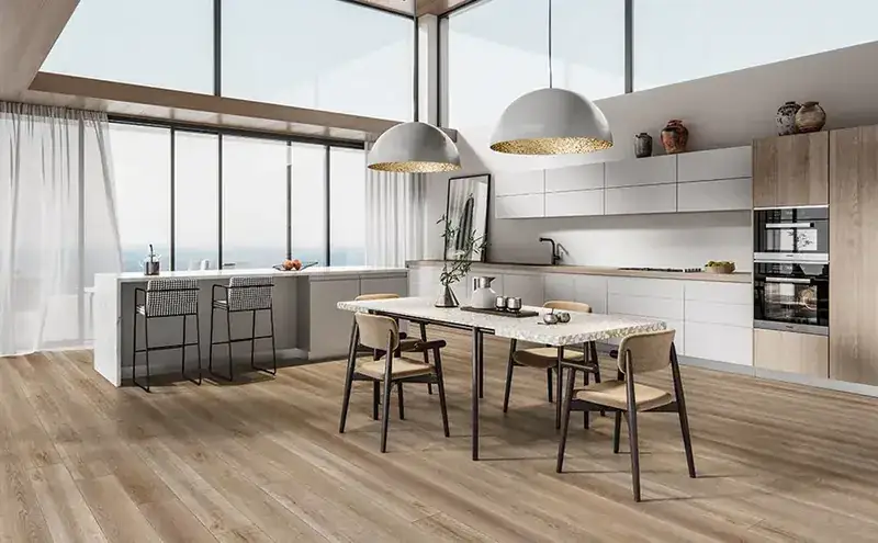 Johnson Hardwood Bella Vista Capri Laminate Flooring, installed in a room