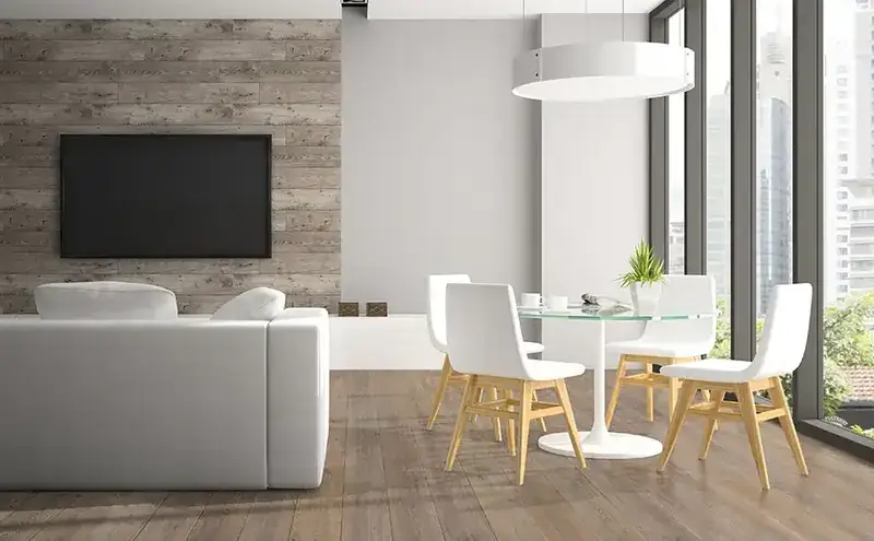 Johnson Hardwood Bella Vista Sardinia Laminate Flooring, installed in a room