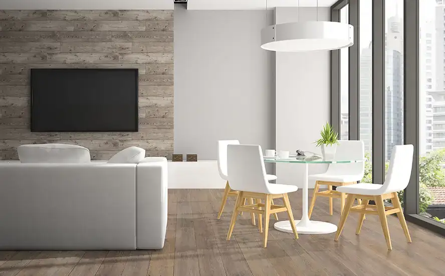 Johnson Hardwood Bella Vista Sardinia Laminate Flooring, installed in a room
