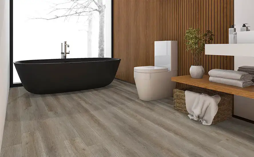 Johnson Hardwood Bella Vista Lorena Laminate Flooring, installed in a room