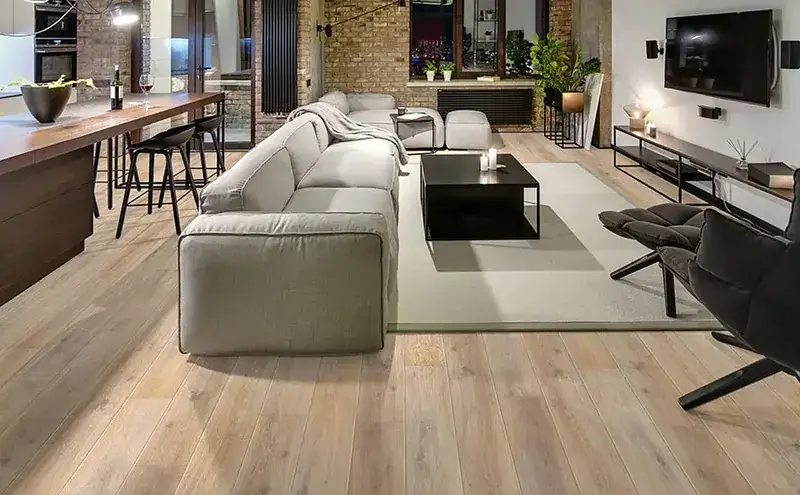 Johnson Hardwood Bella Vista Calabria Laminate Flooring, installed in a room