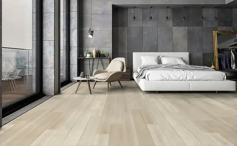 Johnson Hardwood Cellar House Elbling SPC Flooring, installed in a room