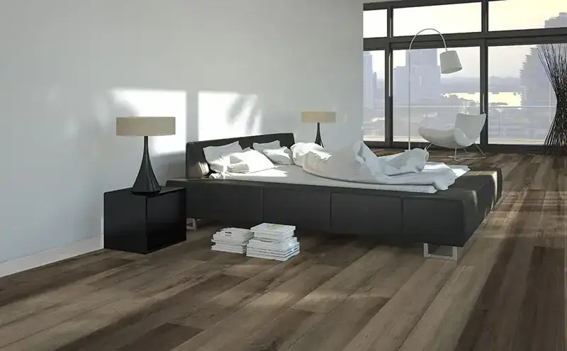 Johnson Hardwood Coffee House Espresso SPC Flooring, installed in a room