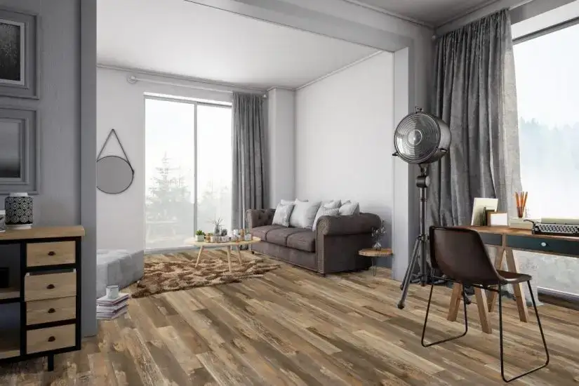 Johnson Hardwood Farmhouse Manor Cairnwood SPC Flooring, installed in a room