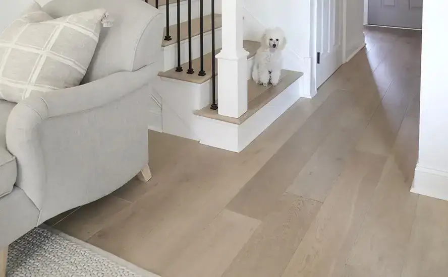 Johnson Hardwood British Isles Essex American & European Oak Engineered Hardwood, installed in a room
