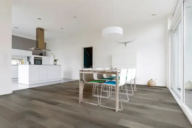 Johnson Hardwood Jockey Hollow Saratoga European Oak Engineered Hardwood, installed in a room