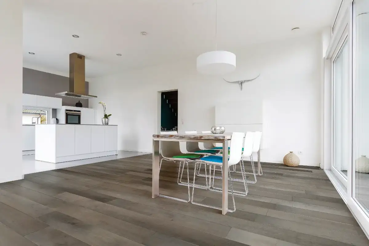 Johnson Hardwood Jockey Hollow Saratoga European Oak Engineered Hardwood, installed in a room