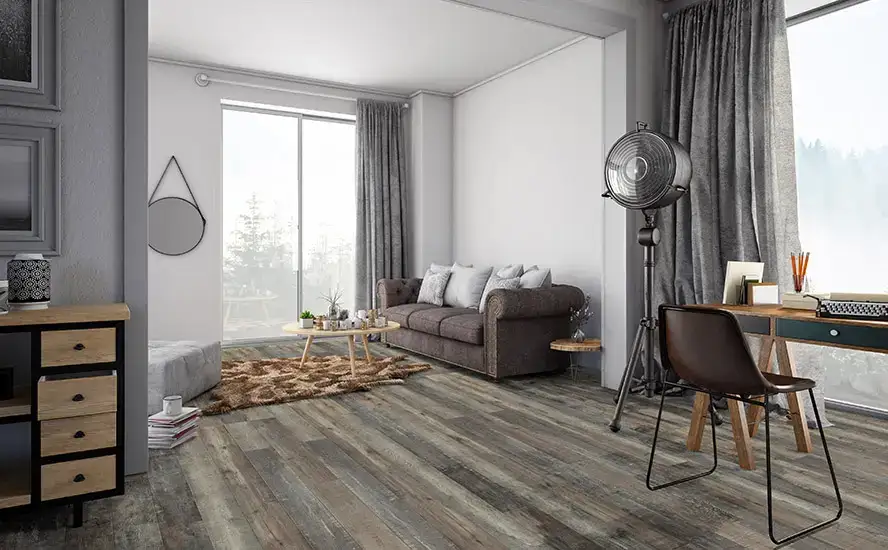 Johnson Hardwood Olde Tavern Vesper Laminate Flooring, installed in a room