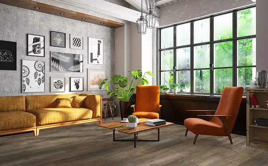 Johnson Hardwood Olde Tavern Posset Laminate Flooring, installed in a room