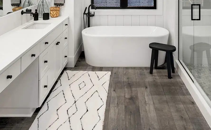 Johnson Hardwood Olde Tavern Espresso Martini Laminate Flooring, installed in a room