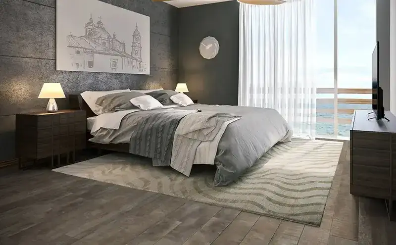Johnson Hardwood Olde Tavern Bramble Laminate Flooring, installed in a room