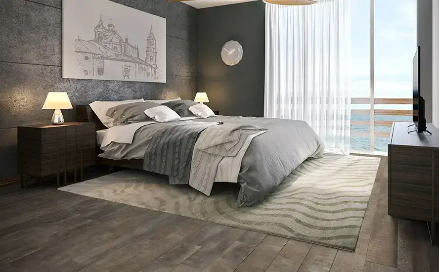 Johnson Hardwood Olde Tavern Bramble Laminate Flooring, installed in a room